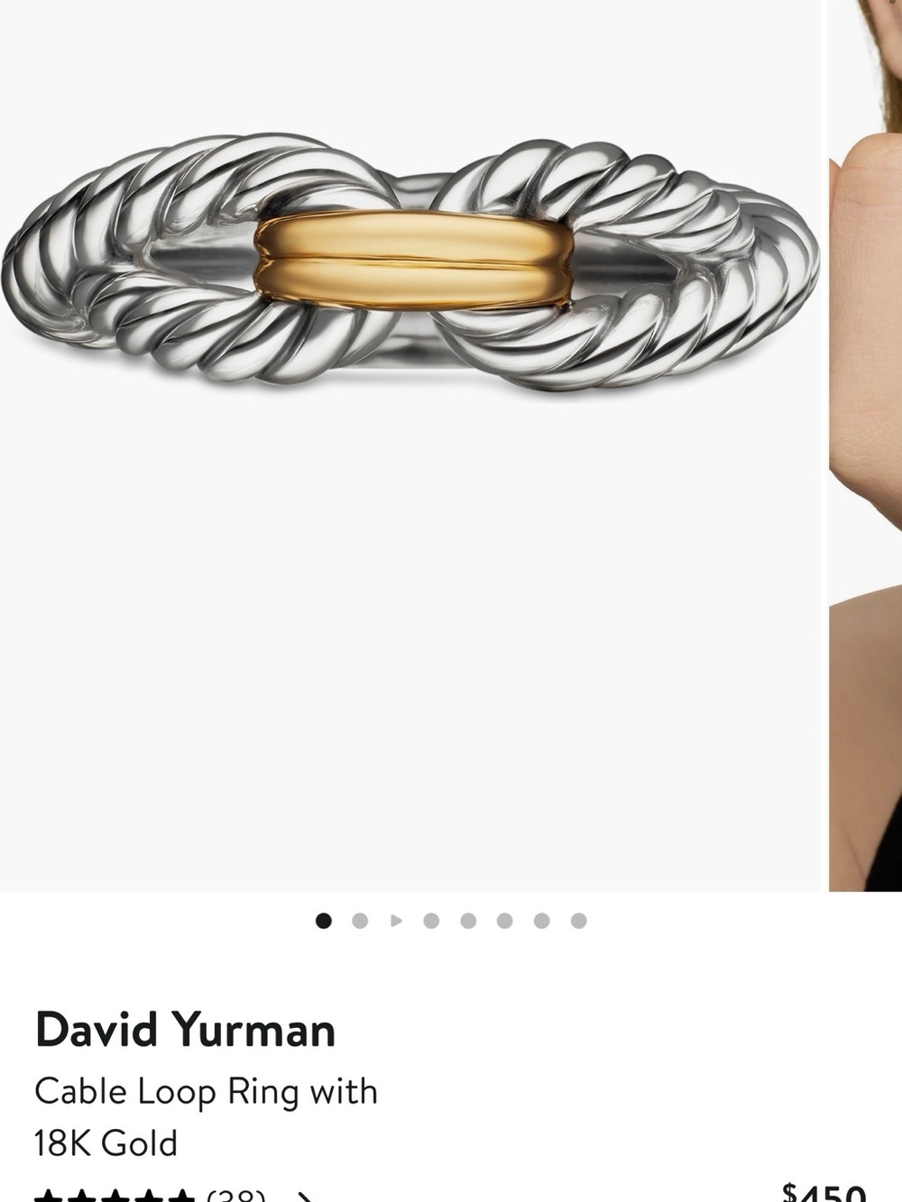 David Yurman Two-Tone Cable Loop Ring — Silver & Gold
